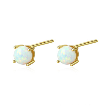 Cute Fashion 925 Sterling Silver Opal Stud Earrings